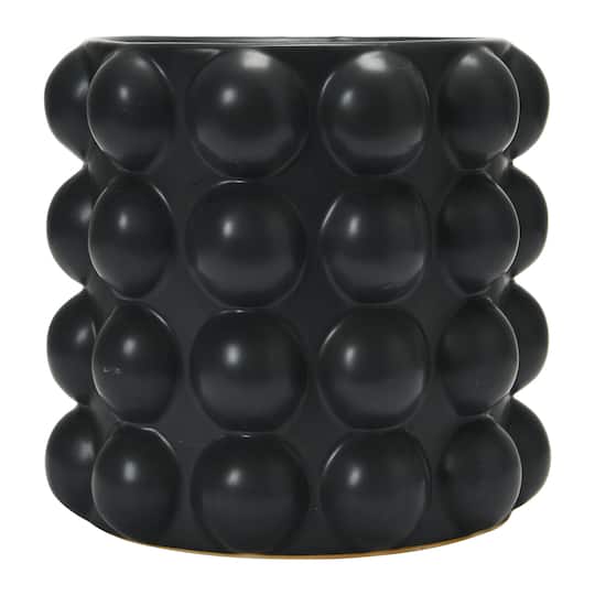 9&#x22; Black Stoneware Planter with Raised Dots